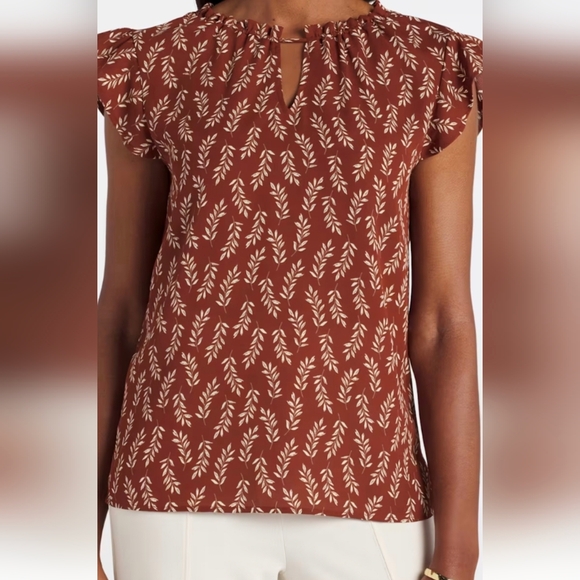 Papermoon Tops - Papermoon Brown and Cream Leaf Pattern Blouse